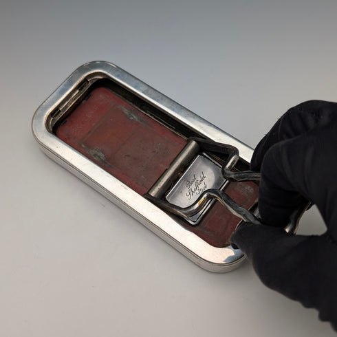 約 1927 年英國復古鍍銀刮鬍刀套件,裝在刮鬍刀盒中